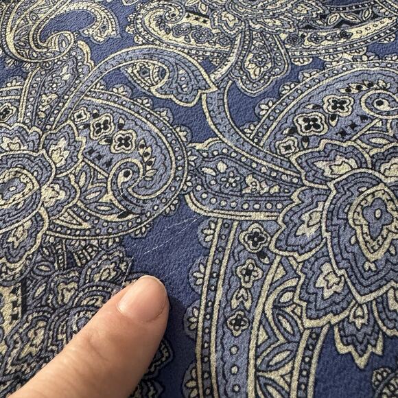 Vintage Ann Taylor 100% Silk Paisley Midi Slip Dress Sz 16 Blue Lined Coquette - Picture 9 of 10